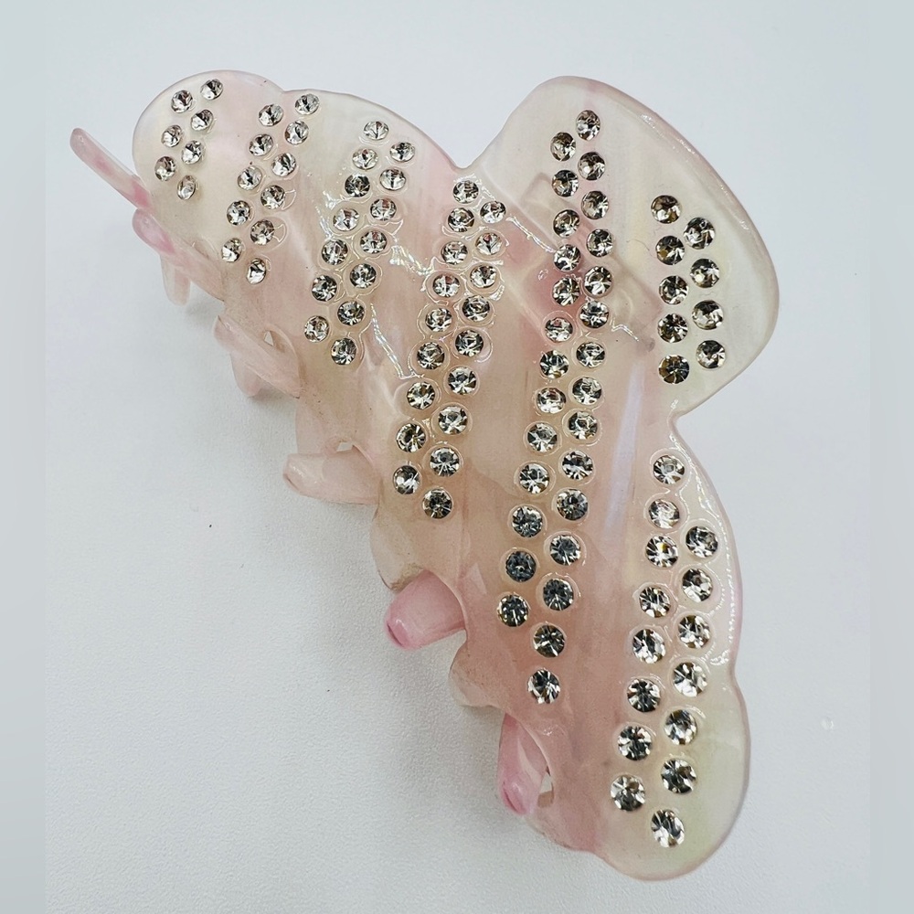 Light Pink Rhinestone Stripe Hair Clip New